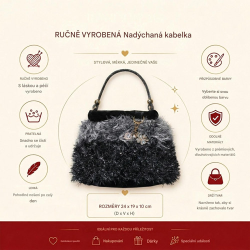 Extravagantní stříbrně černá kabelka handmade — foto 4