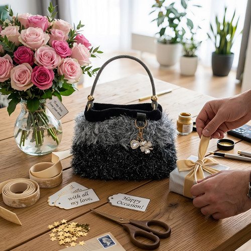 Extravagantní stříbrně černá kabelka handmade — foto 3
