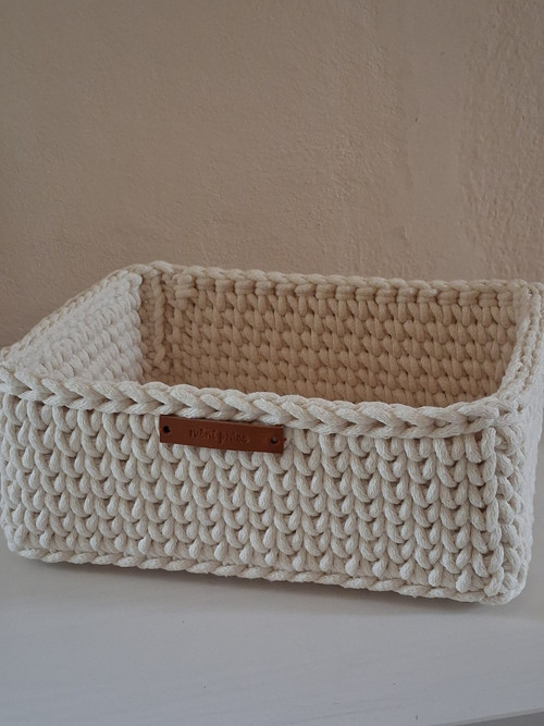 Háčkovaný košík ecru — foto 2