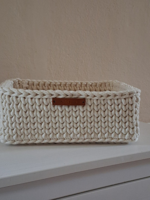 Háčkovaný košík ecru — foto 3