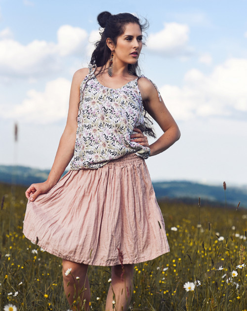 Lněná sukně - Pudrová — foto 5