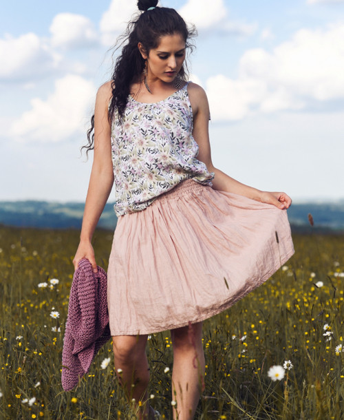 Lněná sukně - Pudrová — foto 3
