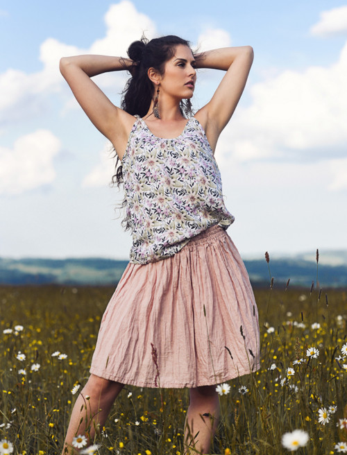 Lněná sukně - Pudrová — foto 2
