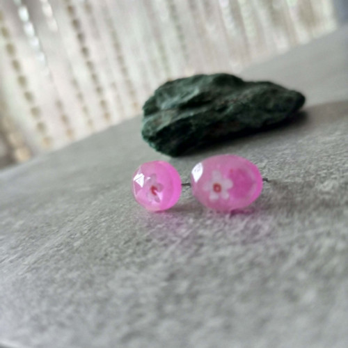 Náušnice růžové s květy — foto 3
