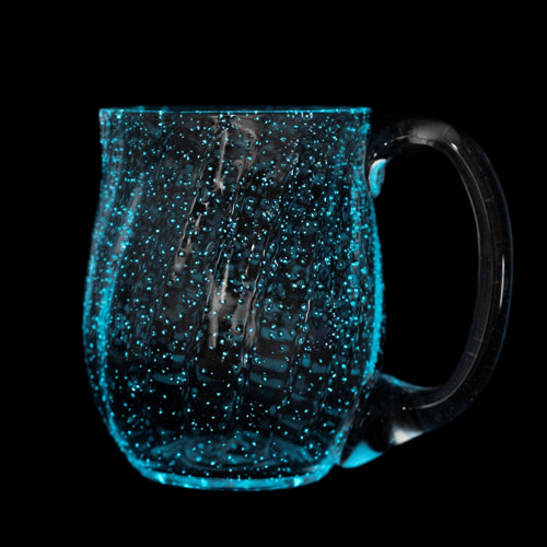 Fluorescenční svítící skleněný půllitr MODRÝ — foto 5