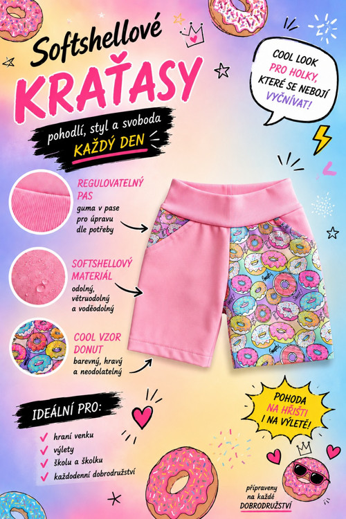 Dívčí softshellové kraťasy - donuty — foto 3