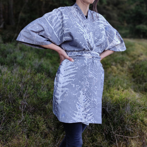 Kimono přírodně barvené- borůvkové kapradí — foto 3