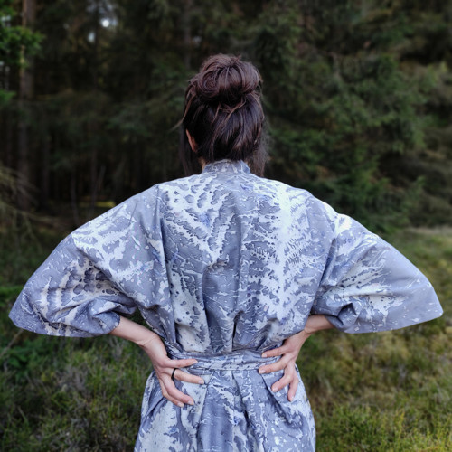 Kimono přírodně barvené- borůvkové kapradí — foto 4