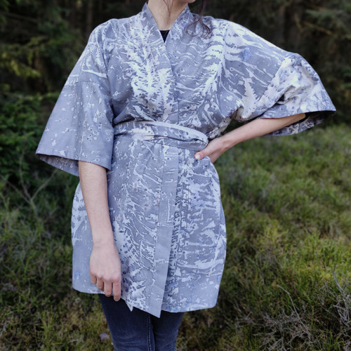 Kimono přírodně barvené- borůvkové kapradí — foto 2