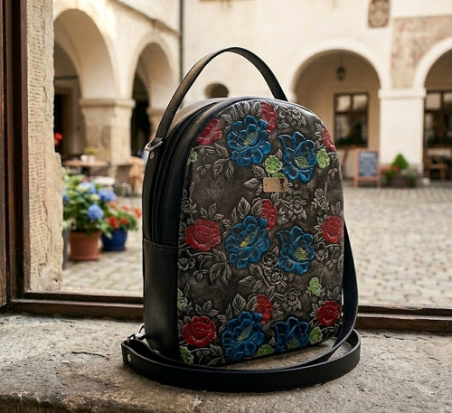 Kabelko-batoh LADY- černá+ květy — foto 3