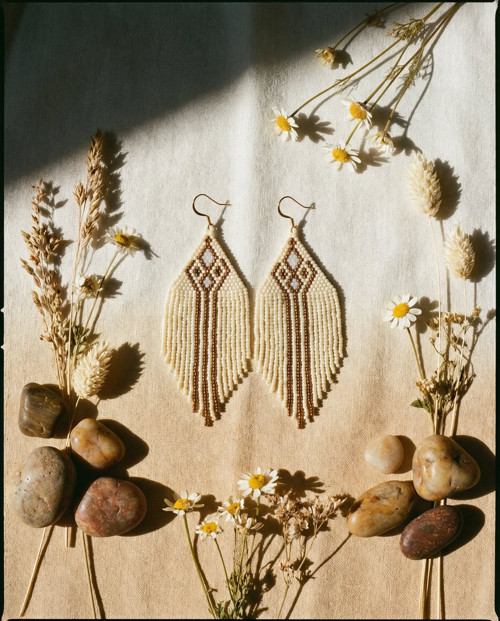 Korálkové náušnice - BOHO — foto 5