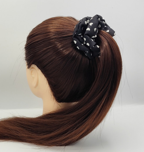 Scrunchie gumička černá - srdíčka - L - klasik — foto 2