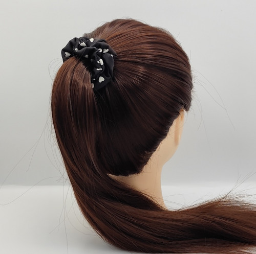 Scrunchie gumička černá - srdíčka - S — foto 2