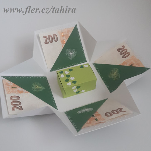Exploding box srdíčka zeleno bílá - na objednávku — foto 2