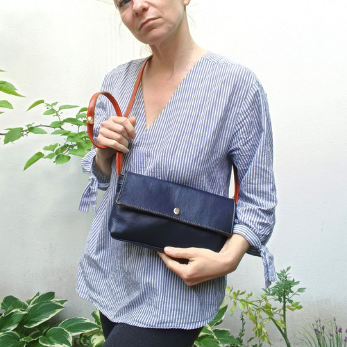 Kožená kabelka DARK BLUE style 2 — foto 2