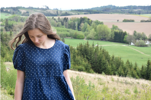 Lněné šaty s Puff rukávy — foto 3
