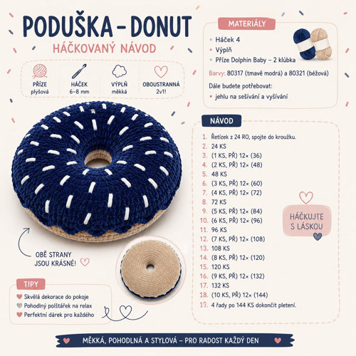 Polštářek – Donut. Háčkovaný návod (PDF) — foto 2