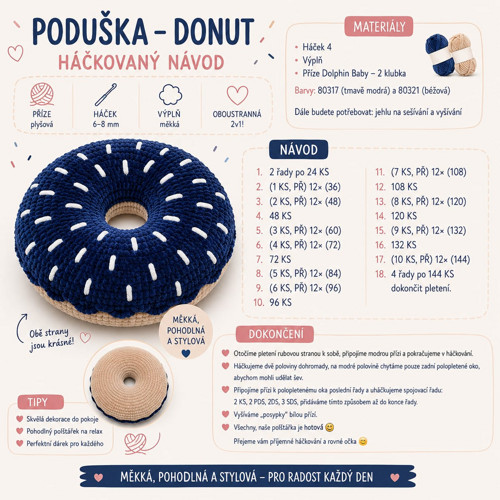 Polštářek – Donut. Háčkovaný návod (PDF) — foto 3