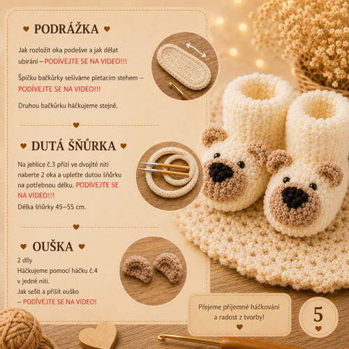 Pletací návod v PDF – Huňaté dětské botičky „Míša“ — foto 2