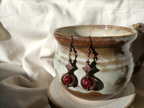 Boho náušnice s červeným jaspisem — foto 3