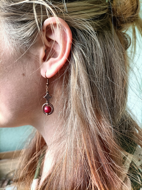 Boho náušnice s červeným jaspisem — foto 2