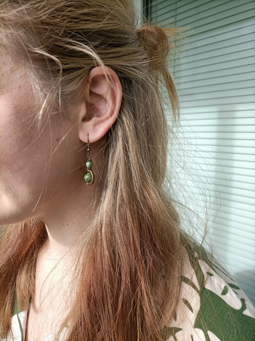 Boho náušnice se světlými jadeity — foto 2