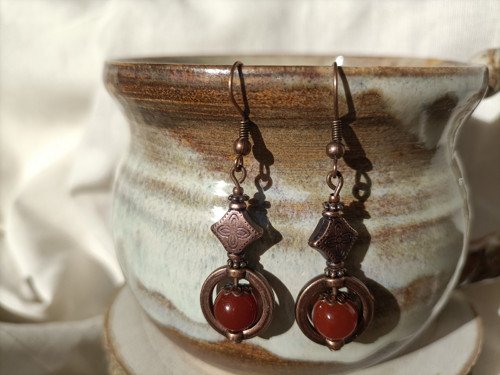 Boho náušnice s oranžovým achátem — foto 3