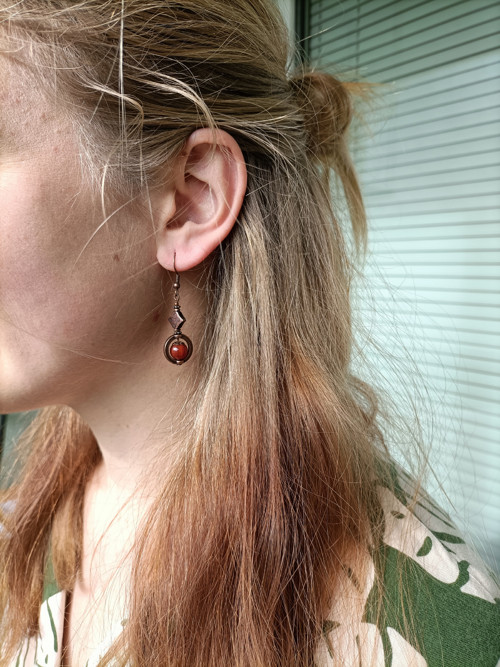 Boho náušnice s oranžovým achátem — foto 2