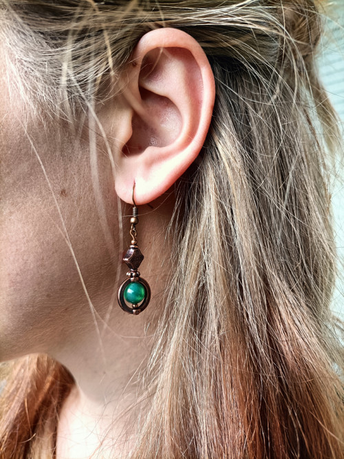 Boho náušnice se zeleným achátem — foto 3