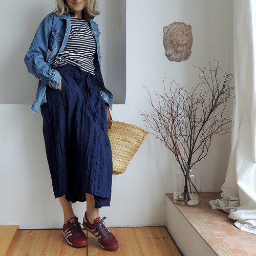 KAIA Tmavomodrá - sukně len — foto 3
