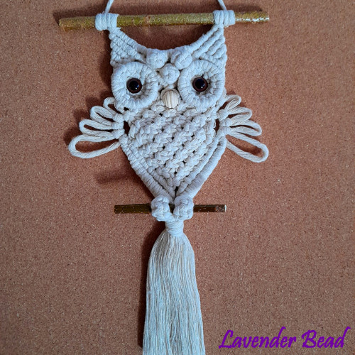 Sova - macramé závěs na zeď — foto 4