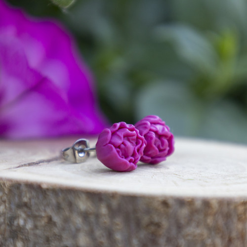 Náušnice - mini pivoňky — foto 3
