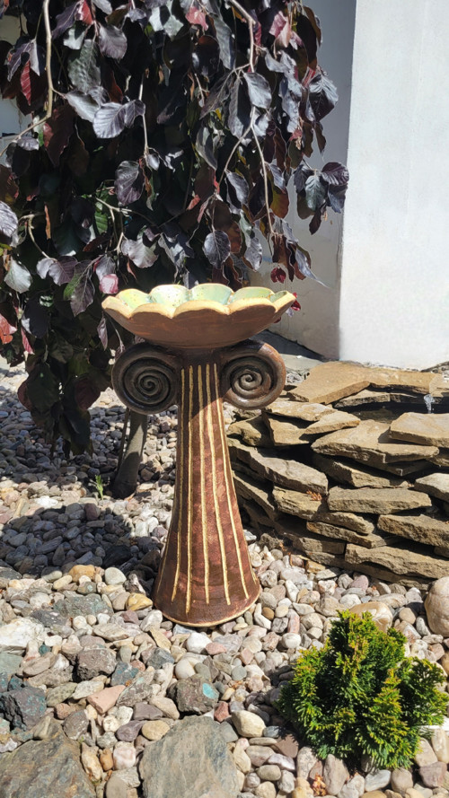 Keramické zahradní pítko pro ptáky 50 cm — foto 2
