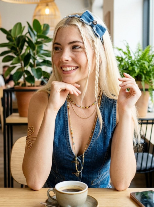 Džínová čelenka s mašlí — foto 3