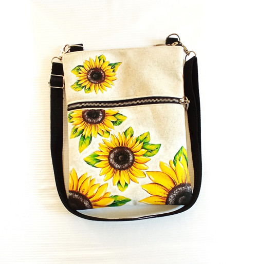 Crossbody kabelka s kapsou-SLUNEČNICE — foto 3