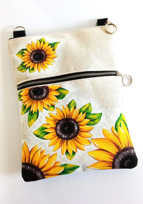 Crossbody kabelka s kapsou-SLUNEČNICE — foto 5