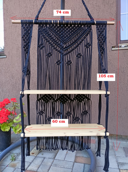 Macramé závěs se 2 policemi — foto 3