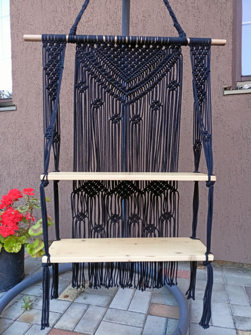 Macramé závěs se 2 policemi — foto 2