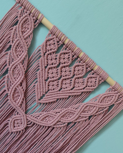 Macramé na zeď starorůžové 60x70cm — foto 2