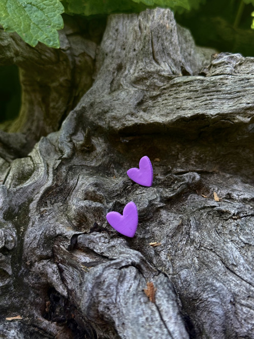 Lavender hear - napichovacie náušnice — foto 2