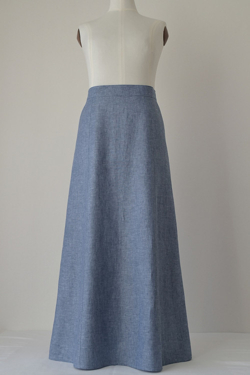Lněná sukně - modrá denim — foto 3