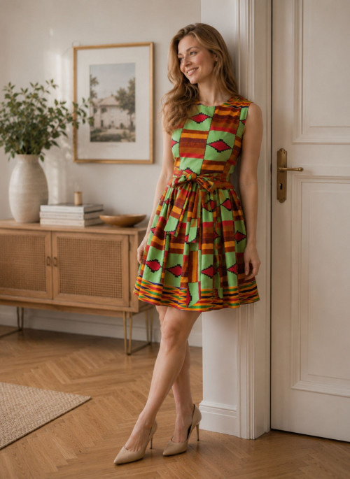 Africké Šaty - Kente Zelené - Sleva!! — foto 2
