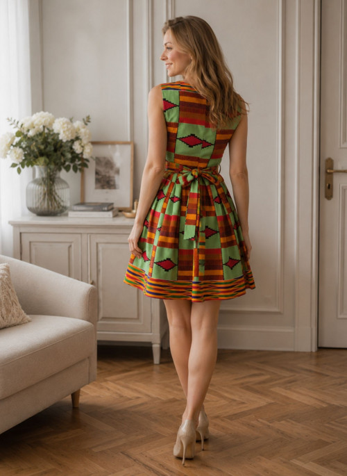 Africké Šaty - Kente Zelené - Sleva!! — foto 3
