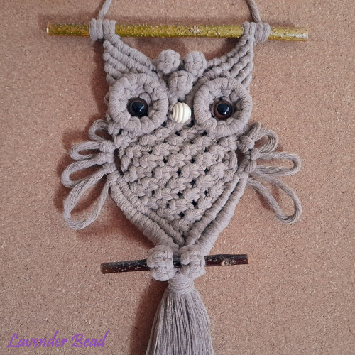 Sova - macramé závěs na zeď — foto 2