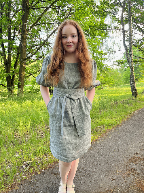 Lněné šaty VIVIEN - Silver melange — foto 2