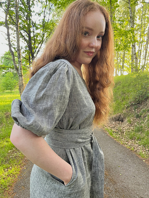 Lněné šaty VIVIEN - Silver melange — foto 4
