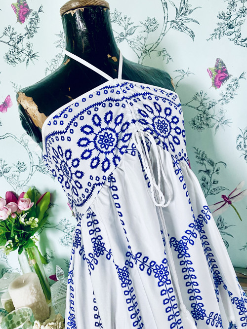 Šaty boho modrobílé — foto 3
