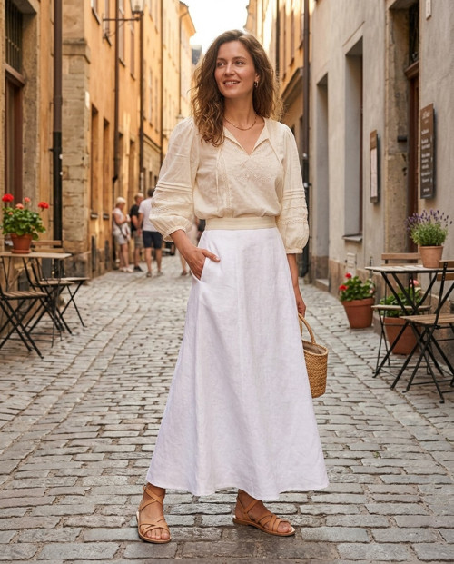 Lněná sukně bílá — foto 3