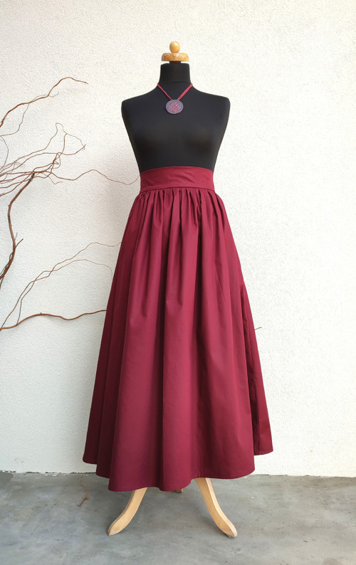 Dlouhá Bordó Sukně - Zip — foto 3