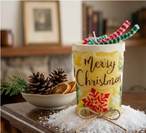 Svíčka Merry Christmas – vínová — foto 2